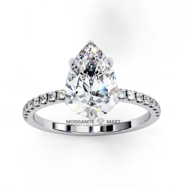Dazzling Pear Shape Moissanite Diamond Ring for ladies (3)