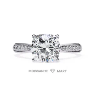 Cushion Cut Moissanite Diamond Ring in Pure Silver