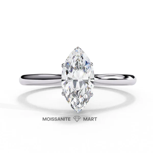 Moissanite diamond ring marquise in pure 925 silver (2)
