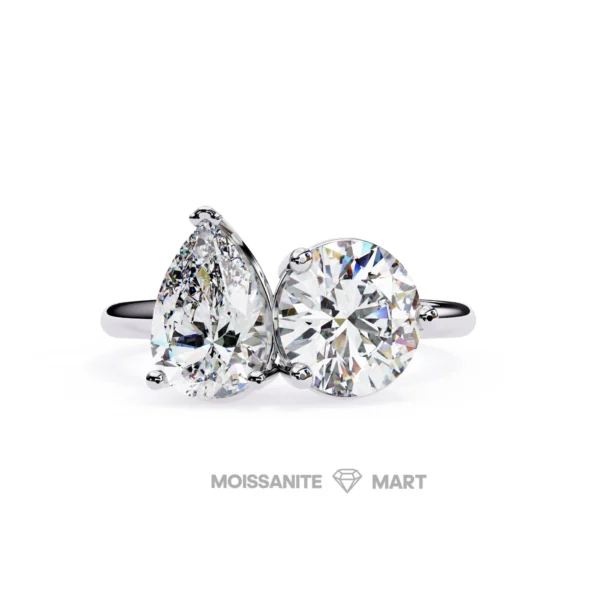 Pear + Round Moissanite Diamond Ring (1)