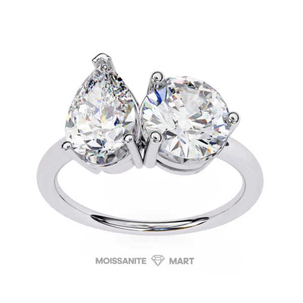 Pear + Round Moissanite Diamond Ring (4)