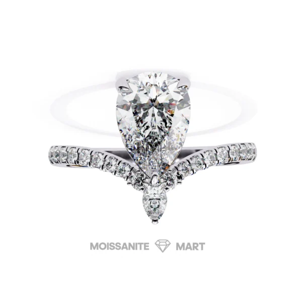 Pear Shape Moissanite Diamond Ring Crown (3)