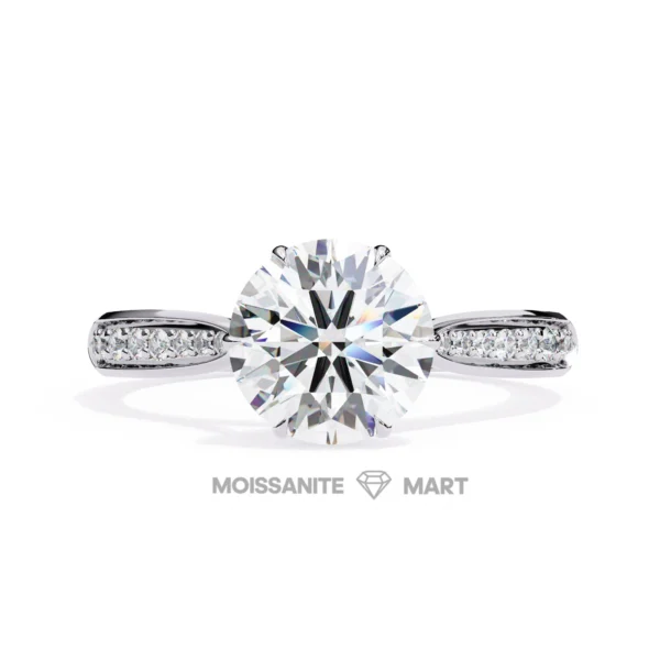 Round Moissanite Ring 925 Silver Premium Quality (1)