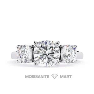 Triplet Cushion Moissanite Diamond Ring in 925 Silver