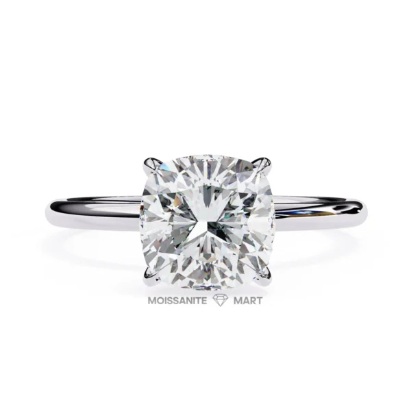 cushion shape moissanite ring simple with side stones (2)