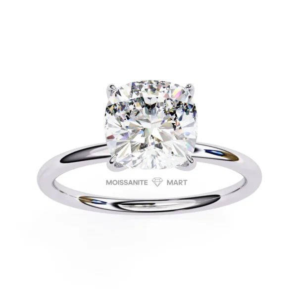 cushion shape moissanite ring simple with side stones (5)
