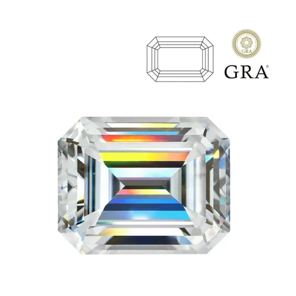 Emerald Cut Moissanite Diamond GRA Certified