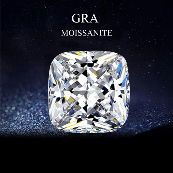 Cushion Cut square moissanite diamond stone gra certified (1)