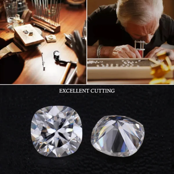 Cushion Cut square moissanite diamond stone gra certified (3)