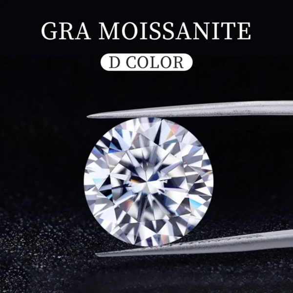 GRA Moissanite Diamond 1 Ct + 2 CT + 3CT Round Moissanite