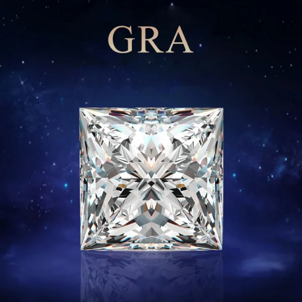 Princess Cut Square Moissanite Diamond GRA Certified (1)